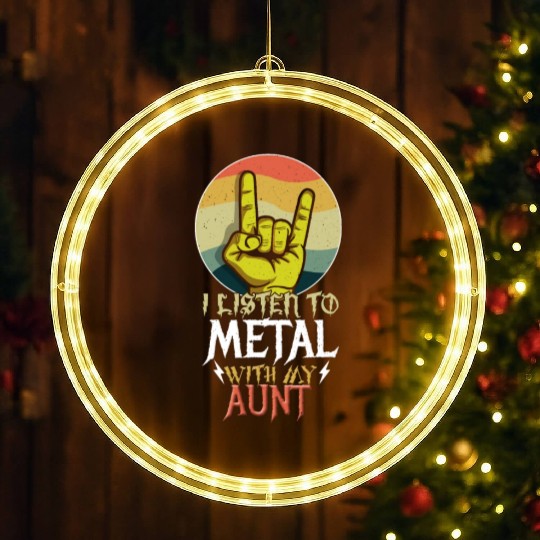 Metal With Aunt Metal Kid Music Lover Rocker LED Christmas Window Lights
