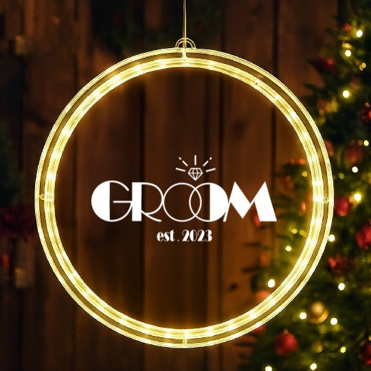 Mens Groom Est 2023 Hubby Husband Married Wedding LED Christmas Window Lights