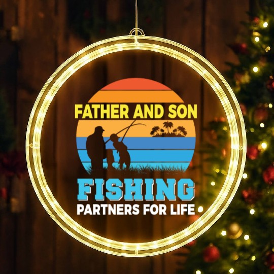 Father and son fishing partners for life LED Christmas Window Lights