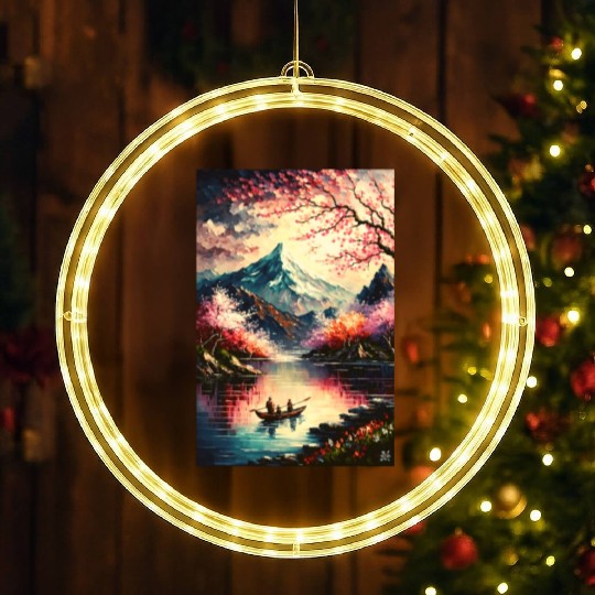 Serenity of the Cherry Blossom River LED Christmas Window Lights