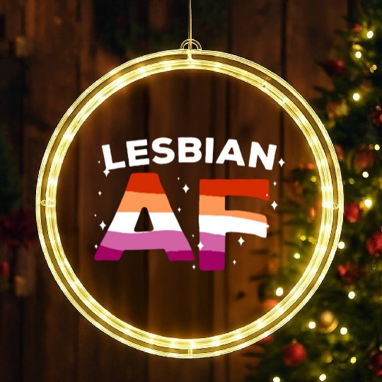 Lesbian Af LGBT Pride Lesbian Rainbow Flag LED Christmas Window Lights