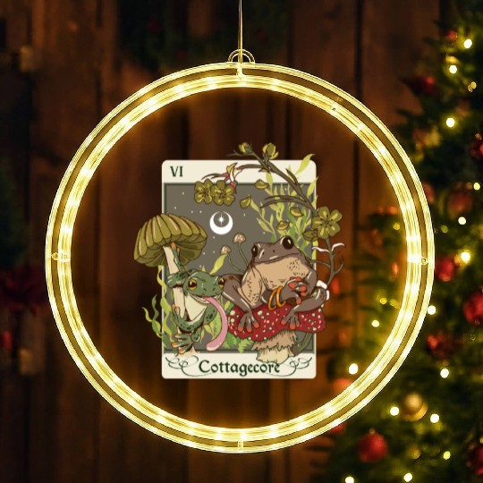 Swamp Mushroom Frog Cottagecore Tarot Card Aesthet LED Christmas Window Lights