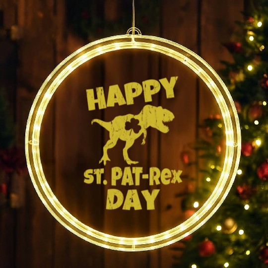 Happy St Pat Trex Day Dino St Patricks Day Toddler LED Christmas Window Lights