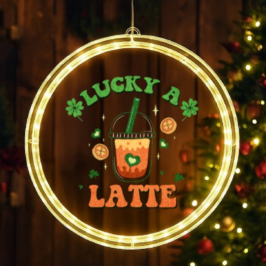 Lucky A Latte Funny St Patrick's Day LED Christmas Window Lights