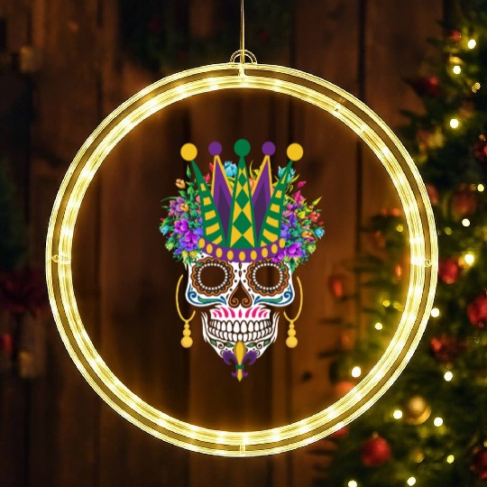 Dia De Los Muertos Mardi Gras Costume Flower Sugar LED Christmas Window Lights