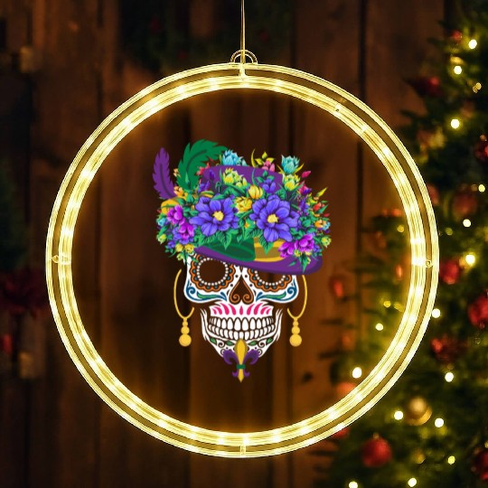 Mardi Gras Costume Dia De Los Muertos Flower Sugar LED Christmas Window Lights