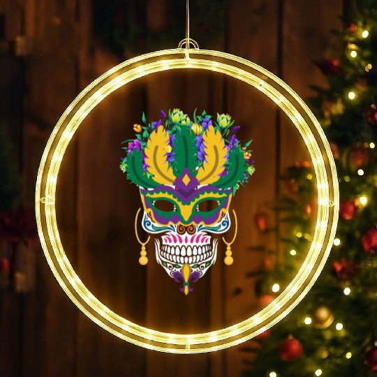 Dia De Los Muertos Mardi Gras Costume Flower Sugar LED Christmas Window Lights
