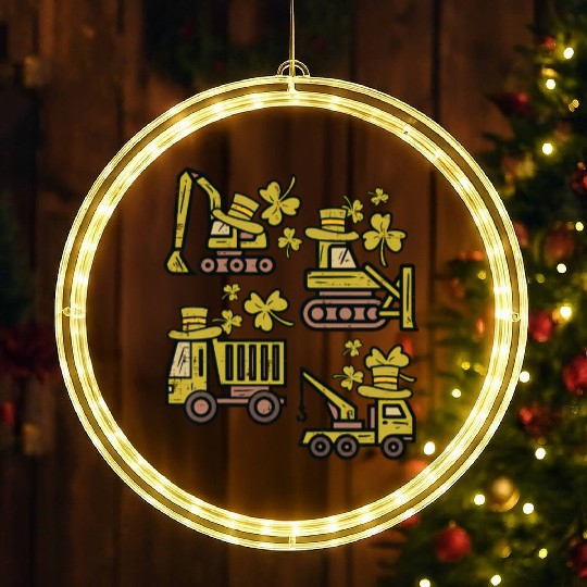 Kids Irish Construction Truck Crane Toddler Boys S LED Christmas Window Lights