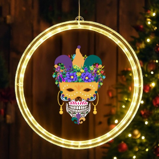 El Dia De Los Muertos Mardi Gras Costume Flower LED Christmas Window Lights