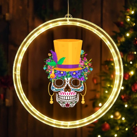 Mardi Gras Costume El Dia De Los Muertos Flower LED Christmas Window Lights