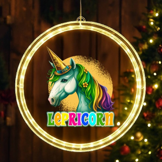 Lepricorn St. Patrick's Day Unicorn Women LED Christmas Window Lights