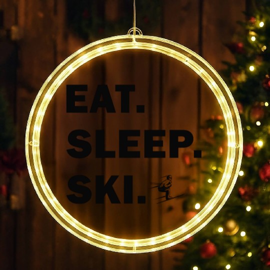 Skiing and Snowboarding - Eat Sleep Ski LED Christmas Window Lights