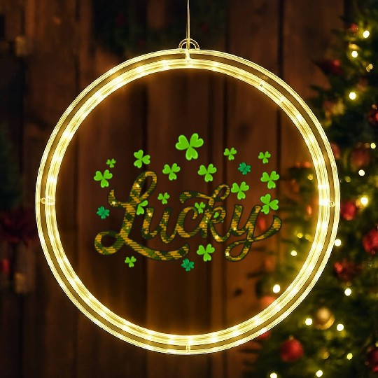 Lucky St Patricks Day, leaf clover, shamtock LED Christmas Window Lights