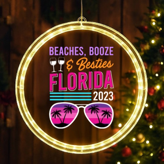 Beach Booze Besties Florida Vacation Spring Break LED Christmas Window Lights