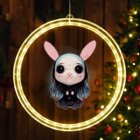 Cute Pastel Goth Bunny Kawaii Menhera LED Christmas Window Lights