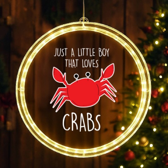 Just A Little Boy Who Loves Crabs Crab Lover LED Christmas Window Lights