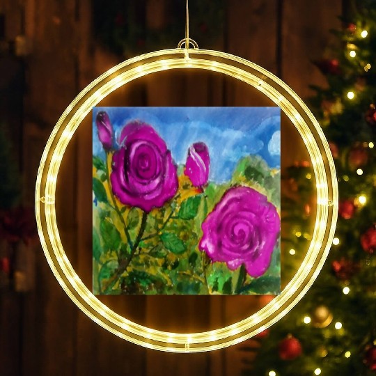 Hand Painted Roses LED Christmas Window Lights LED Christmas Window Lights Mugs Tote Bags