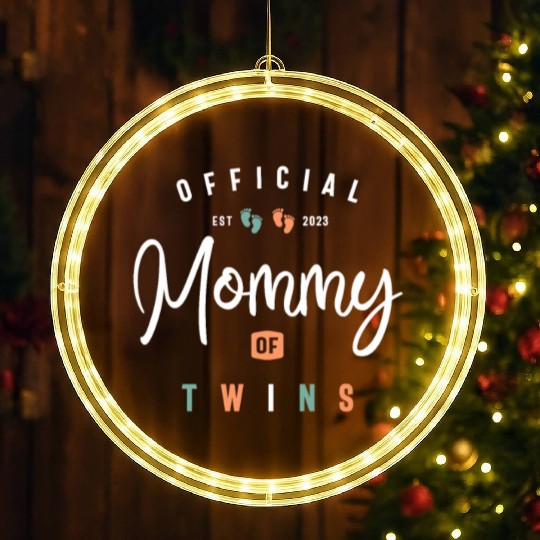 Womens Mommy of Twins New Mom To Be Expecting 2023 LED Christmas Window Lights