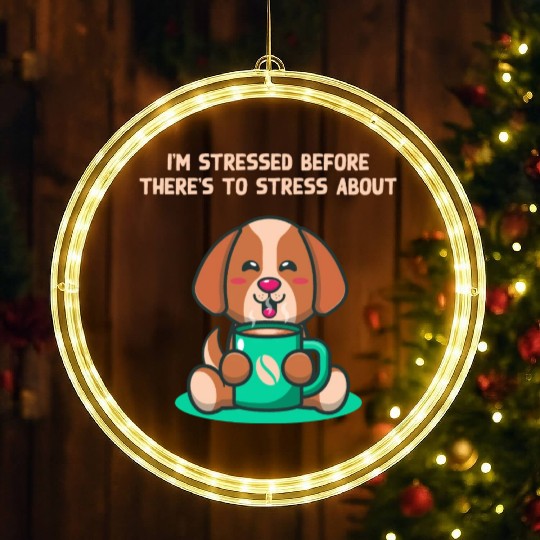Im Stressed Before Stress Introvert Nerd Antisocia LED Christmas Window Lights