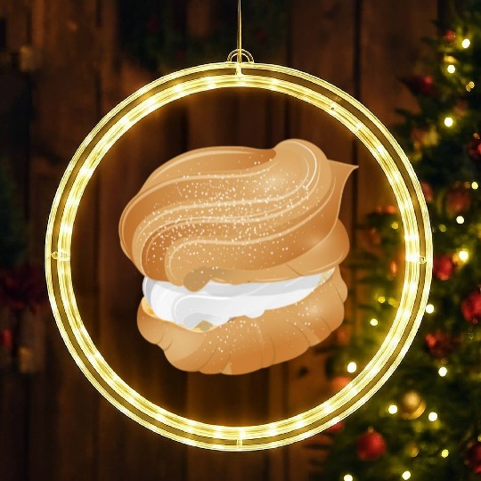 Illustration of a cream puff filled with cream LED Christmas Window Lights