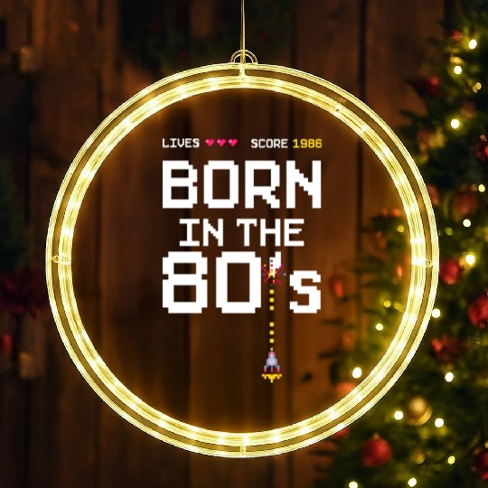 1986 Birtday Retro Gamer Pixel Born in the 80s LED Christmas Window Lights