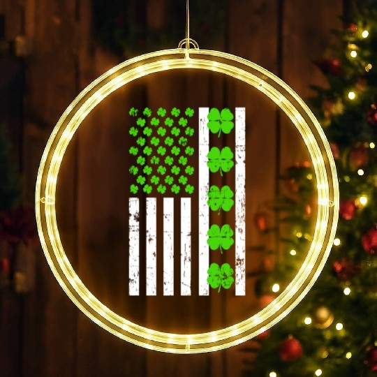United States Shamrock St. Patrick's Day LED Christmas Window Lights