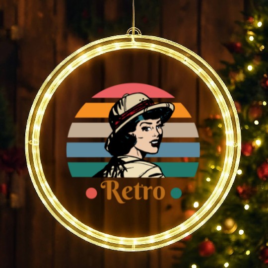 Pastel Retro Girl LED Christmas Window Lights