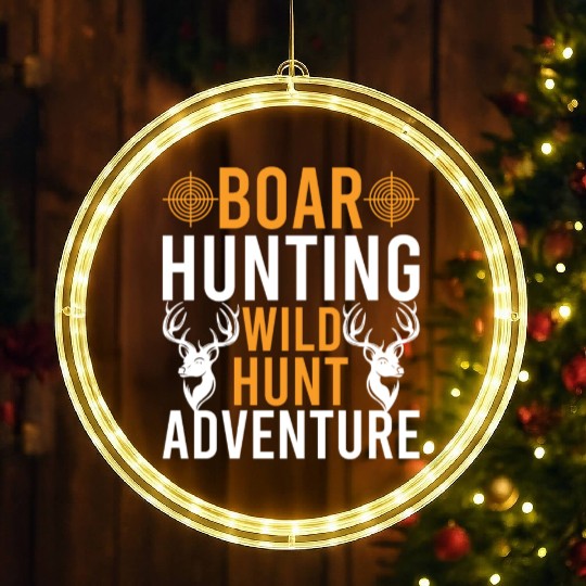 Boar Hunting Wild Hunt Adventure LED Christmas Window Lights