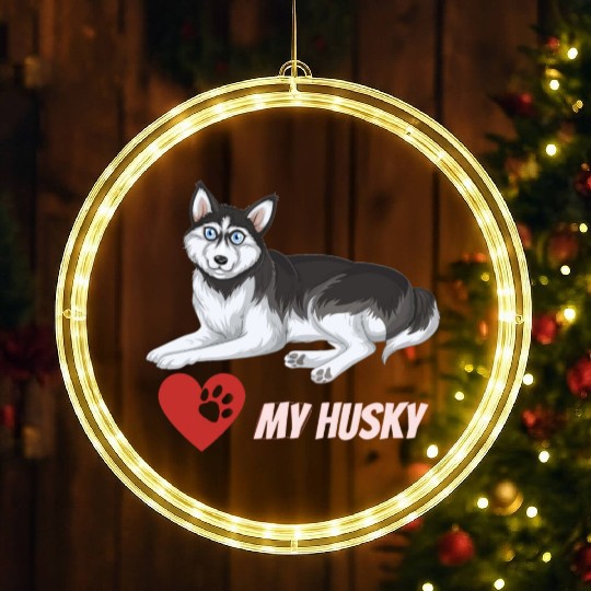 I Love My Husky LED Christmas Window Lights