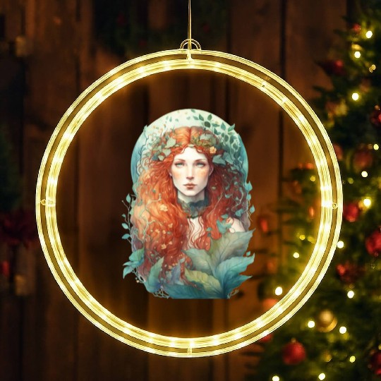 druid red hair spring forest elf nature fairy LED Christmas Window Lights