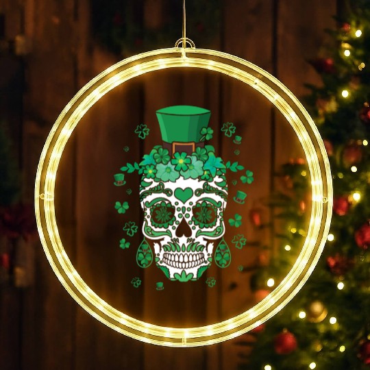 St Patty's Day El Dia De Los Muertos Irish Flower LED Christmas Window Lights