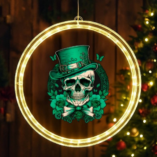 Sugar Skull Saint Patricks Day of Dead LED Christmas Window Lights