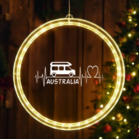 Australia Camper Van Retro Heart EKG Heartbeat LED Christmas Window Lights