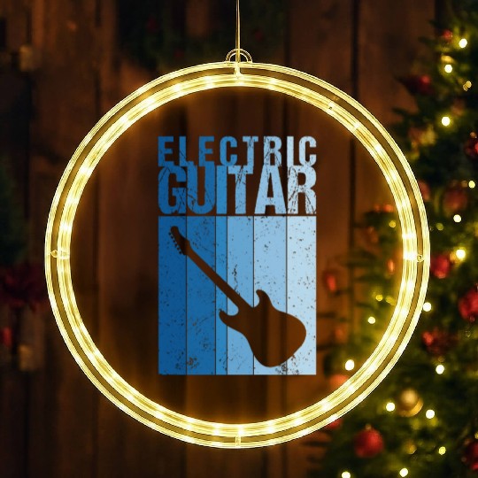 Electric Guitar Guitarist String Musician Retro LED Christmas Window Lights