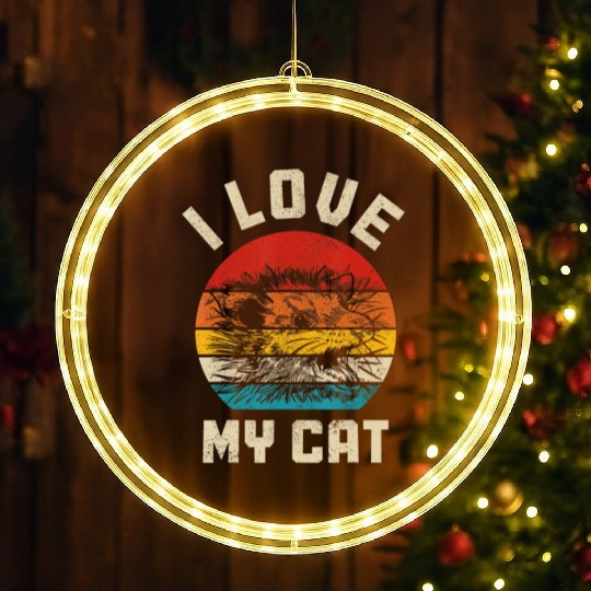 Opossum I Love My Cat Vintage Funnym LED Christmas Window Lights