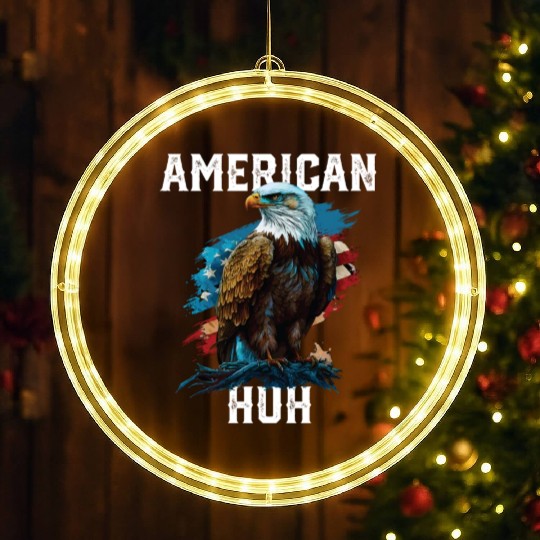 American Huh USA Flag Patriotic American Bald LED Christmas Window Lights