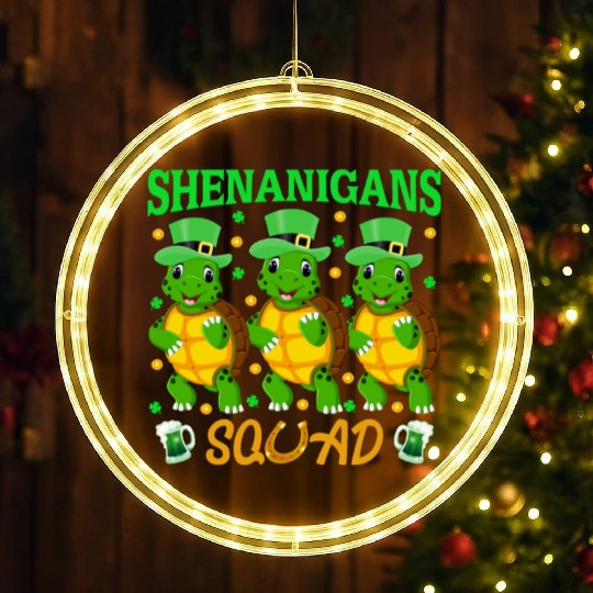 Shenanigans Squad St. Patrick’s Day Cute Turtle LED Christmas Window Lights