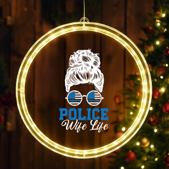 Police Wife Life Cop Law Enforcement Officer LED Christmas Window Lights