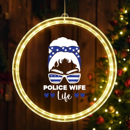 Police Wife Life Cop Law Enforcement Officer LED Christmas Window Lights