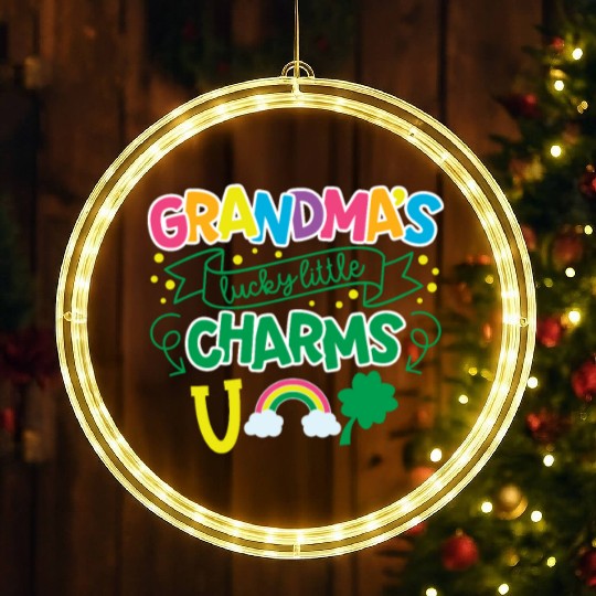 Grandma's Lucky Little Charms Clover Shamrock LED Christmas Window Lights