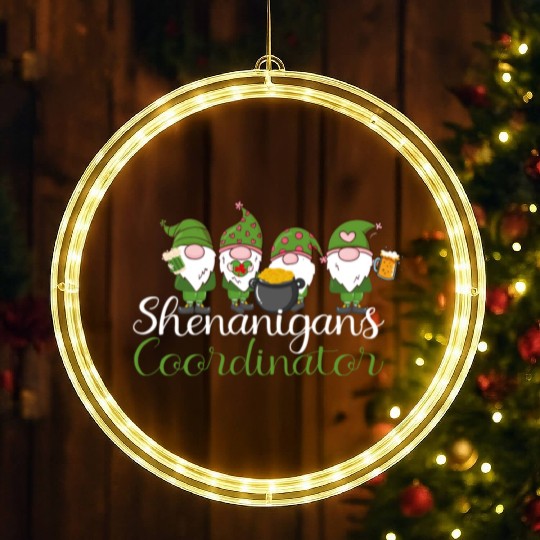 Shenanigans Coordinator St Patricks Day Gnomes LED Christmas Window Lights