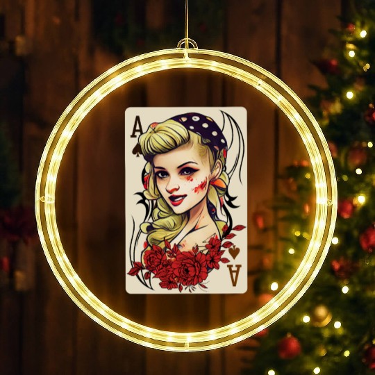 Rockabilly 50s Pin Up Zombie Psychobilly Ace Card LED Christmas Window Lights