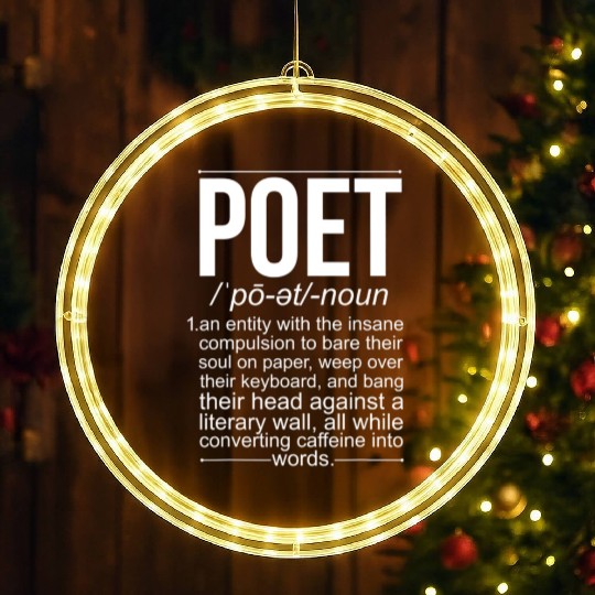 Poet Definition Poetry Poem Writer Poetry Lover LED Christmas Window Lights
