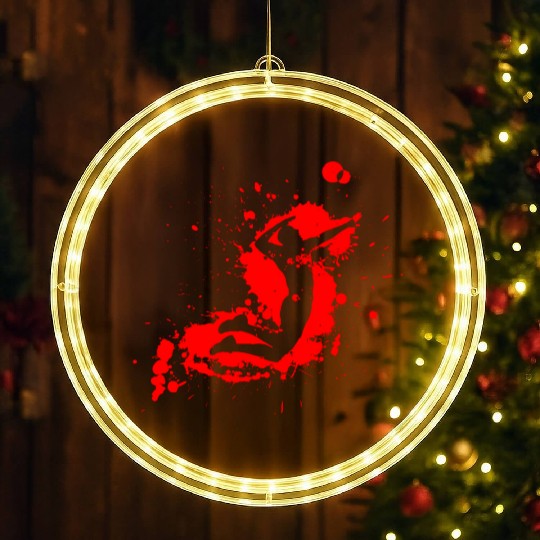 Volleyball Spike Man Red LED Christmas Window Lights