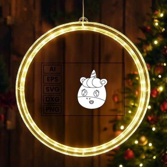 Unicorn Coloring Page Graphic Collection LED Christmas Window Lights