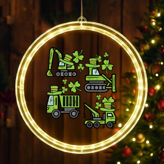 Kids Irish Construction Truck Crane Toddler Boys LED Christmas Window Lights