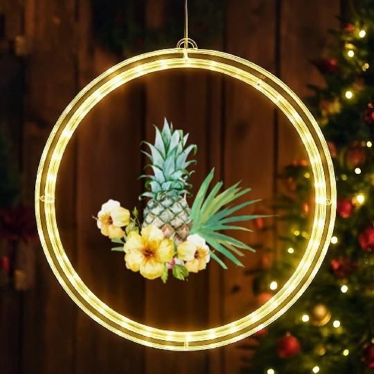 Tropical Flower Pineapple Summer Girl Hawaii LED Christmas Window Lights