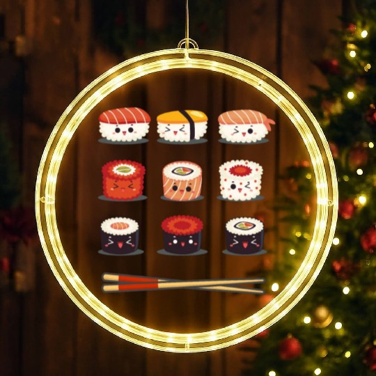 Sushi Anime Kawaii Funny Japanese Food Lover LED Christmas Window Lights