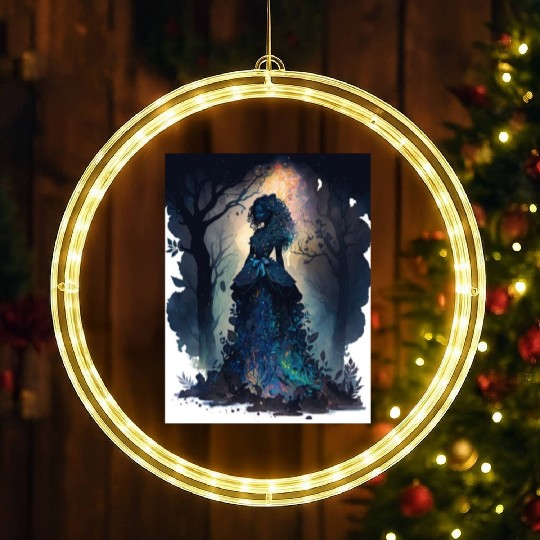 Black Nature Goddess - African American, Woodland LED Christmas Window Lights