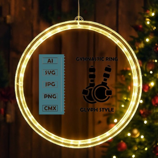 Gymnastic ring Vector Glyph Icon LED Christmas Window Lights